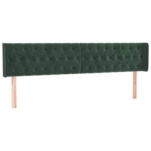 vidaXL T&ecirc;te de lit &agrave; LED Vert fonc&eacute; 183x16x78/88 cm Velours
