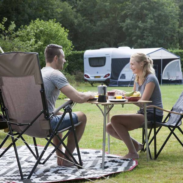 Bo-Camp Tapis d'ext&eacute;rieur Chill mat Falconwood 2 m rond noir et blanc