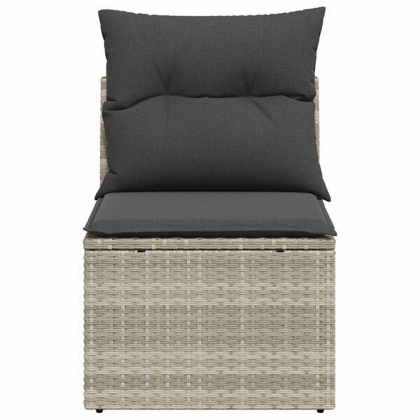 vidaXL Chaise de jardin sans accoudoirs avec coussins gris clair rotin