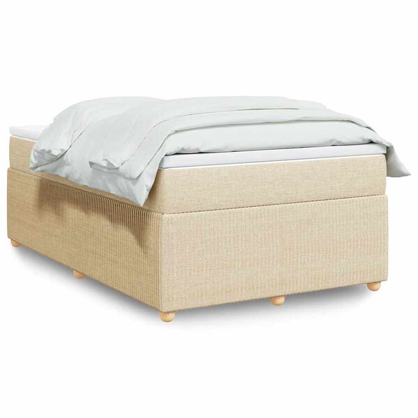 vidaXL Sommier &agrave; lattes de lit avec matelas cr&egrave;me 120x190 cm tissu