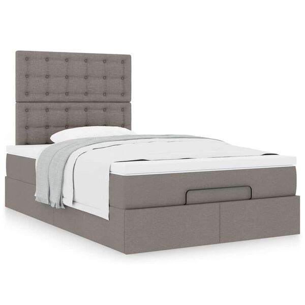 vidaXL Cadre de lit ottoman avec matelas taupe 120x200 cm tissu