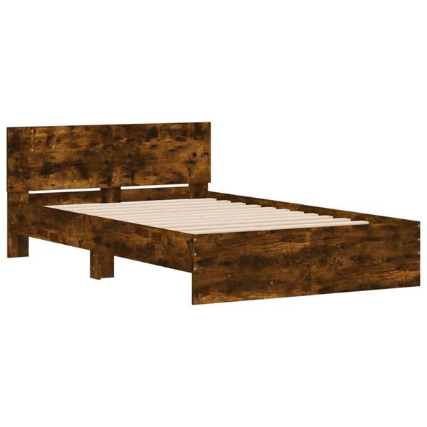 vidaXL Cadre de lit sans matelas ch&ecirc;ne fum&eacute; 135x190 cm