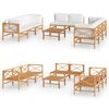 vidaXL Salon de jardin 9 pcs avec coussins cr&egrave;me Bois de teck solide