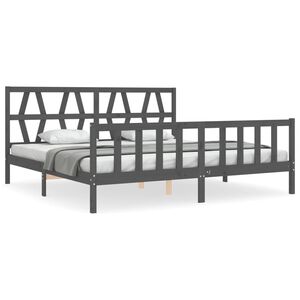 vidaXL Cadre de lit sans matelas gris 200x200 cm bois massif de pin