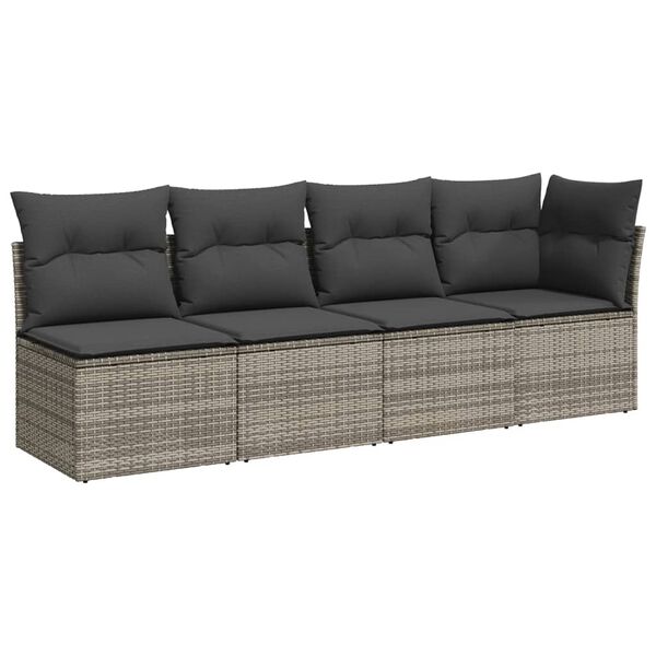 vidaXL Salon de jardin 11 pcs avec coussins gris r&eacute;sine tress&eacute;e