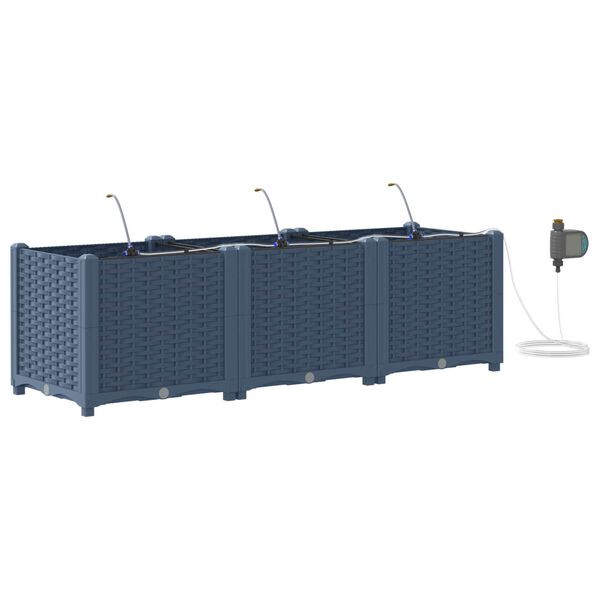 vidaXL Cache-pot de jardin 3 pcs Gris 120 x 40 x 37,5 cm Plastique