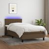 vidaXL Sommier &agrave; lattes de lit et matelas et LED Marron fonc&eacute; 90x190cm