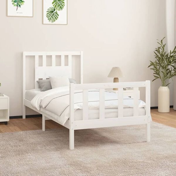 vidaXL Cadre de lit sans matelas blanc bois de pin massif 90x200 cm