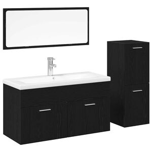 vidaXL Set de meubles de salle de bain Montage mural 4 pcs Chêne noir