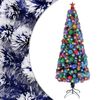 vidaXL Arbre de No&euml;l artificiel pr&eacute;-&eacute;clair&eacute; blanc/bleu fibre optique