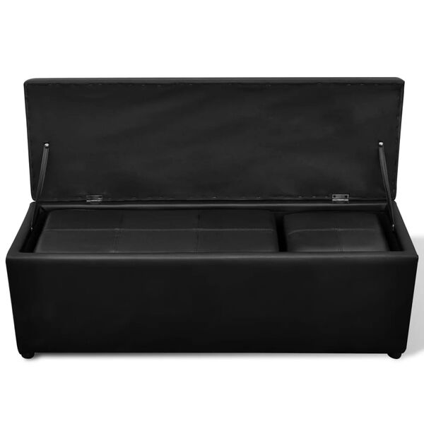 Set de banc de rangement en simili cuir Noir