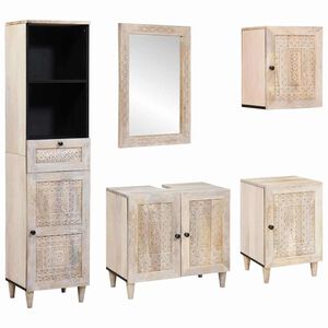 vidaXL Ensemble de mobilier de salle de bain avec tiroir 5 pcs Blanc