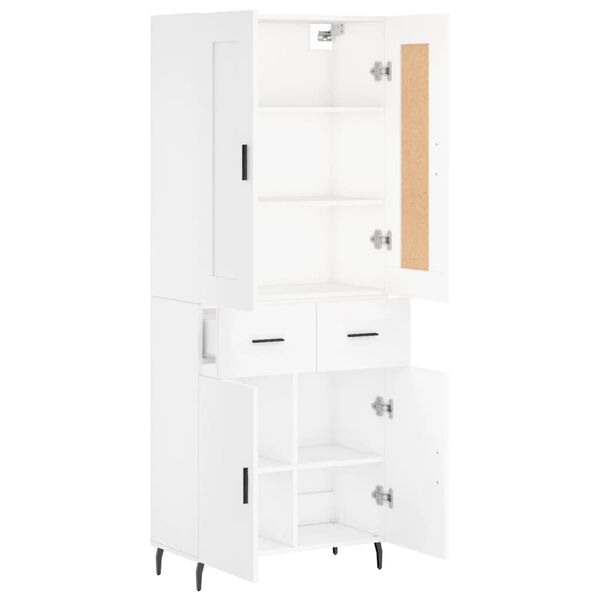 vidaXL Buffet haut Blanc 69,5x34x180 cm Bois d'ing&eacute;nierie