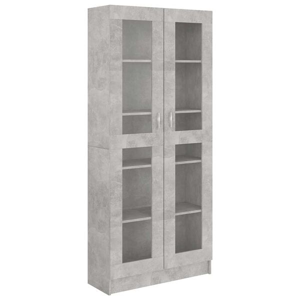 vidaXL Armoire &agrave; vitrine Gris b&eacute;ton 82,5x30,5x185,5 cm Bois ing&eacute;nierie