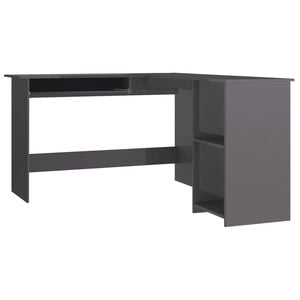 vidaXL Bureau d'angle forme de L Gris brillant 120x140x75cm Agglom&eacute;r&eacute;