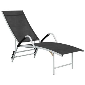vidaXL Chaise longue Textil&egrave;ne et aluminium Noir