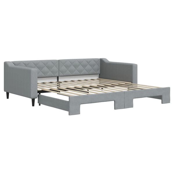 vidaXL Lit de jour avec gigogne sans matelas gris clair 100x200 cm