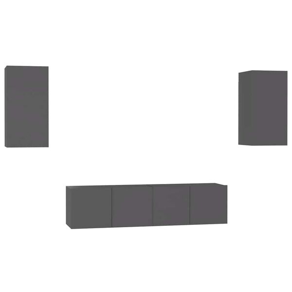 vidaXL Ensemble de meubles TV 4 pcs Gris Bois d&rsquo;ing&eacute;nierie