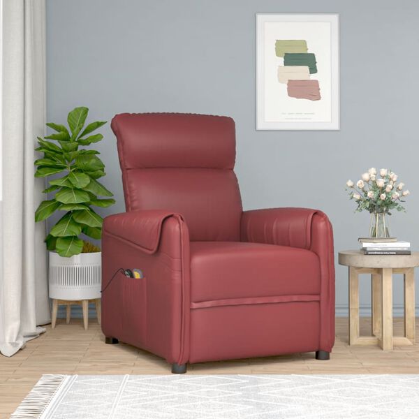 vidaXL Fauteuil de massage électrique Rouge bordeaux Similicuir