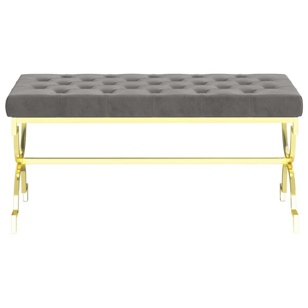 vidaXL Banc 99 cm Gris Velours et acier inoxydable