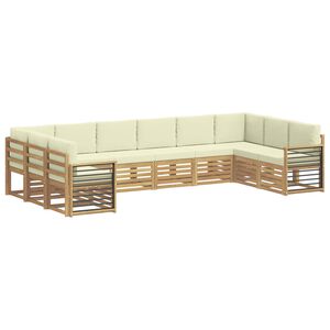 vidaXL Ensemble de canap&eacute; d'angle 10 pcs Blanc et cr&egrave;me Polyester