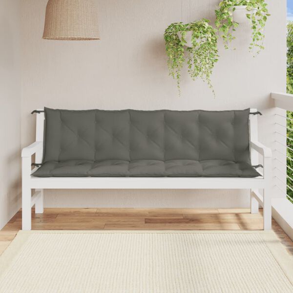 vidaXL Coussins de banc de jardin lot de 2 gris foncé mélangé tissu