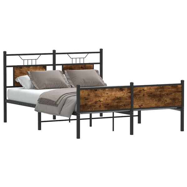 vidaXL Cadre de lit sans matelas chêne fumé 137x190 cm bois ingénierie