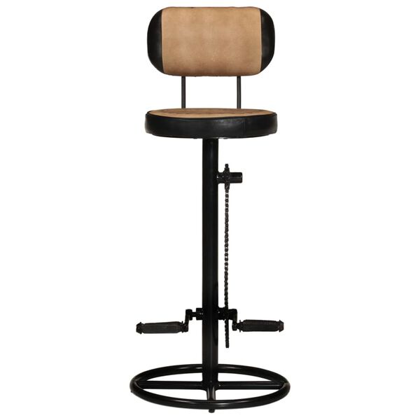 vidaXL Tabouret de bar imprim&eacute; en toile lot de 2 cuir ch&egrave;vre v&eacute;ritable