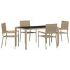 vidaXL Ensemble de salle &agrave; manger pour jardin 5 pc Beige polyrotin