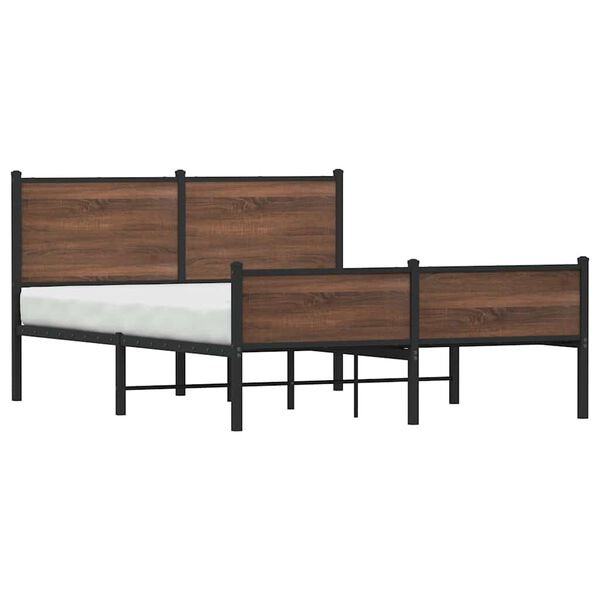 vidaXL Cadre de lit en métal sans matelas chêne marron 150x200 cm