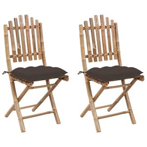 vidaXL Chaises pliantes (lot de 2) avec coussins en bambou