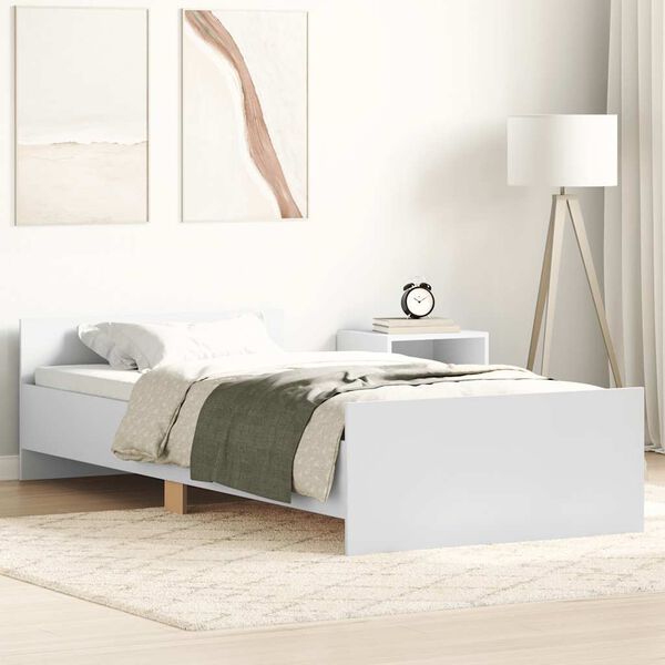 vidaXL Cadre de lit sans matelas blanc 90x200 cm bois d'ing&eacute;nierie