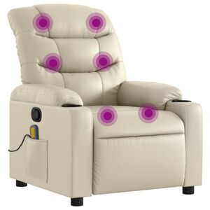 vidaXL Fauteuil de massage inclinable cr&egrave;me similicuir