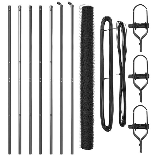 vidaXL Poteau de clôture. Gris 10 x 1,6 m (maille de 36 mm)