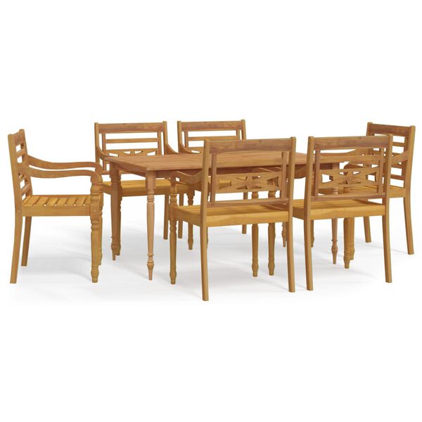 vidaXL Ensemble &agrave; manger de jardin 7 pcs Bois de teck solide