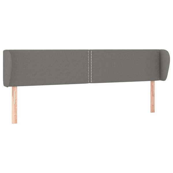 vidaXL T&ecirc;te de lit avec oreilles Gris fonc&eacute; 163x23x78/88 cm Tissu