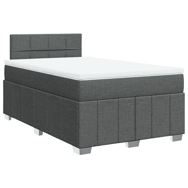 vidaXL Sommier &agrave; lattes de lit avec matelas Gris fonc&eacute; 120x200cm Tissu