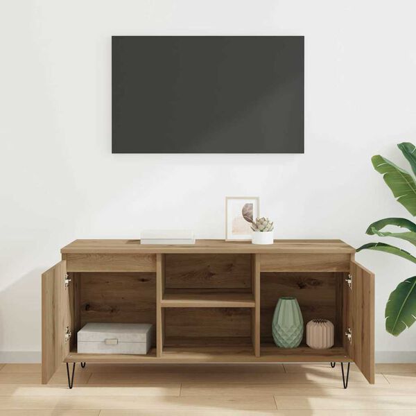 vidaXL Meuble TV Ch&ecirc;ne artisanal 104 x 35 x 50 cm Bois d'ing&eacute;nierie