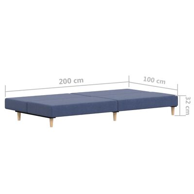 vidaXL Canapé-lit à 2 places Bleu Tissu