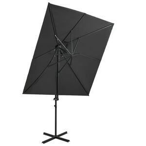 vidaXL Parasol de jardin en porte-&agrave;-faux &agrave; double toit anthracite