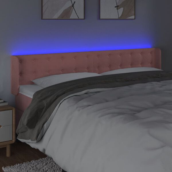 vidaXL T&ecirc;te de lit &agrave; LED Rose 203x16x78/88 cm Velours
