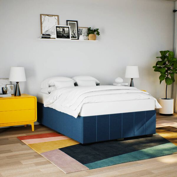 vidaXL Cadre de lit sans matelas bleu 160x200 cm tissu