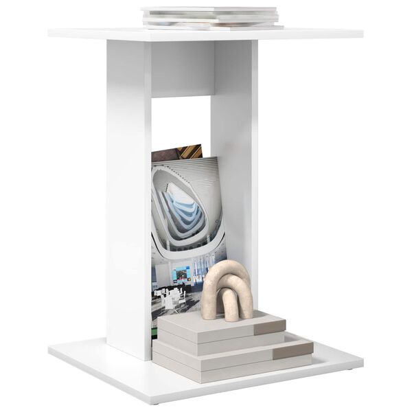 vidaXL Table d'appoint Blanc 45 x 40 x 62,5 cm Bois d'ing&eacute;nierie