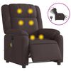 vidaXL Fauteuil de massage inclinable &eacute;lectrique Marron fonc&eacute; Tissu