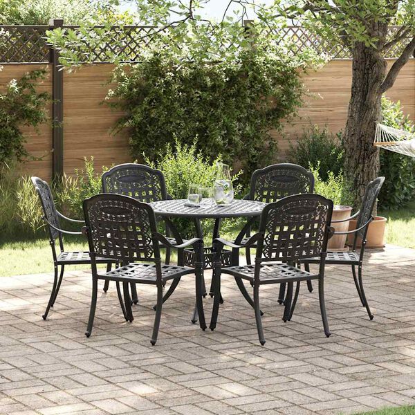 vidaXL Ensemble de salle &agrave; manger pour jardin 7 pcs Noir Aluminium