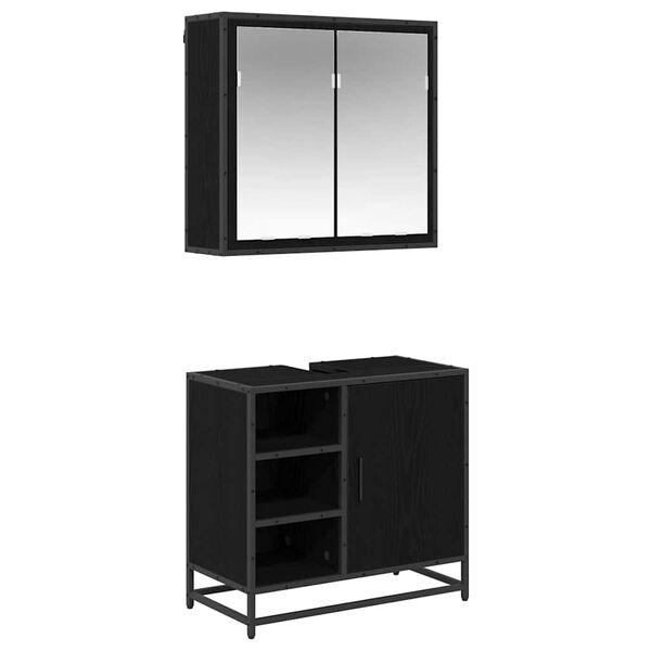 vidaXL Ensemble de mobilier de salle de bain 2 pcs Ch&ecirc;ne noir