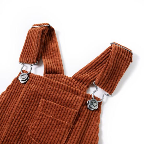 Robe salopette pour enfants velours c&ocirc;tel&eacute; cognac 128