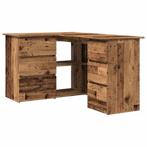 vidaXL Bureau d'angle vieux bois 145x100x76 cm bois d'ing&eacute;nierie