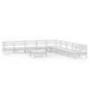 vidaXL Salon de jardin 10 pcs Bois de pin massif Blanc