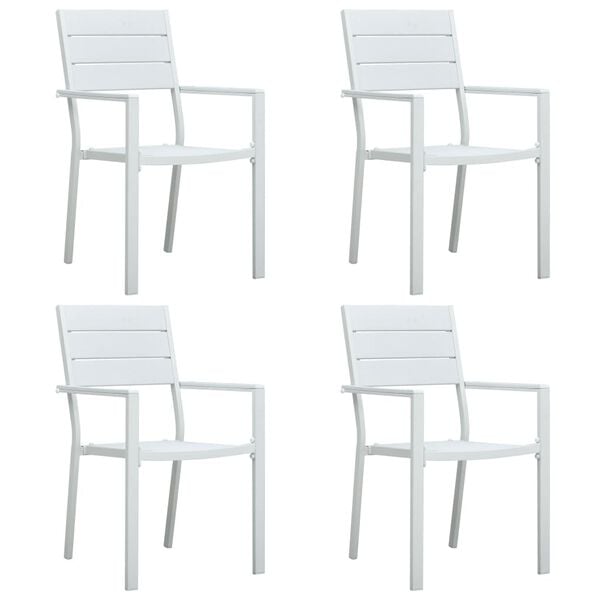 vidaXL Chaises de jardin lot de 4 Blanc PEHD Aspect de bois